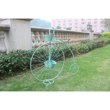 y16061 鐵材藝術-花架(花器)系列-三桶大輪自行車-白/蒂芬妮綠/古銅 共三色